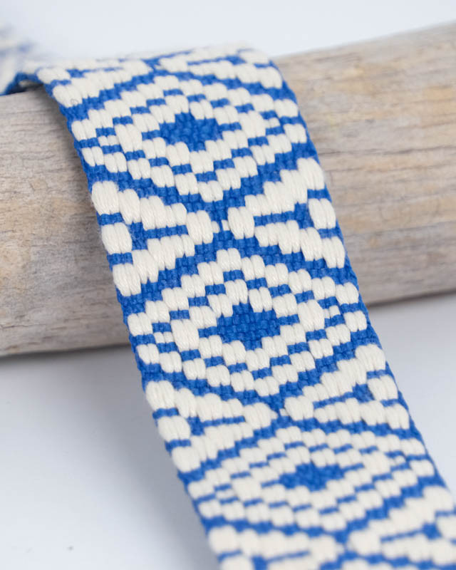 Sangle Fantaisie Losanges Bleu 38MM - Maison Klem